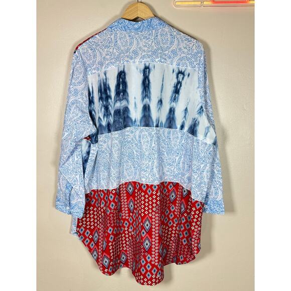 Calessa Women’s Button Up Long Sleeve Tunic Blouse Patchwork Plus size 2X - Picture 5 of 8